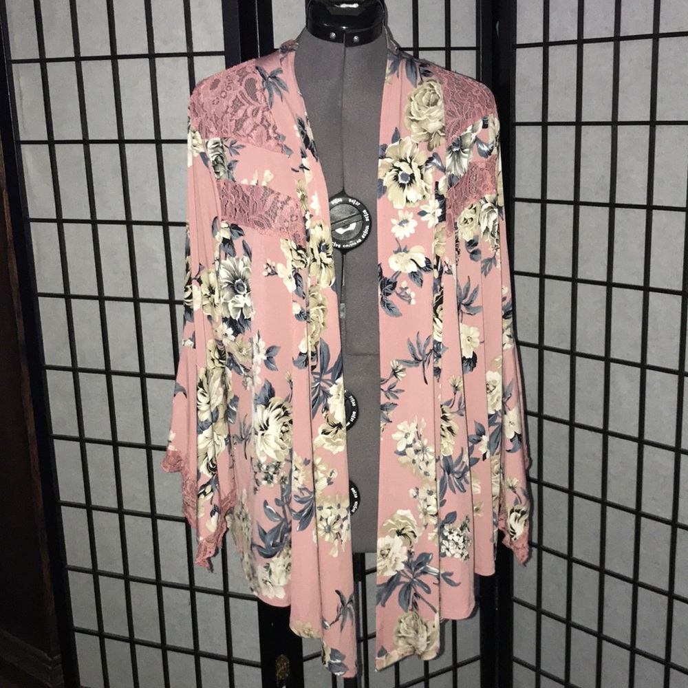 Floral Open Front Cardigan